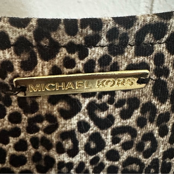 Michael Kors Leopard Print Bodycon Mini Dress with Cold Shoulder Cutouts - Picture 3 of 4